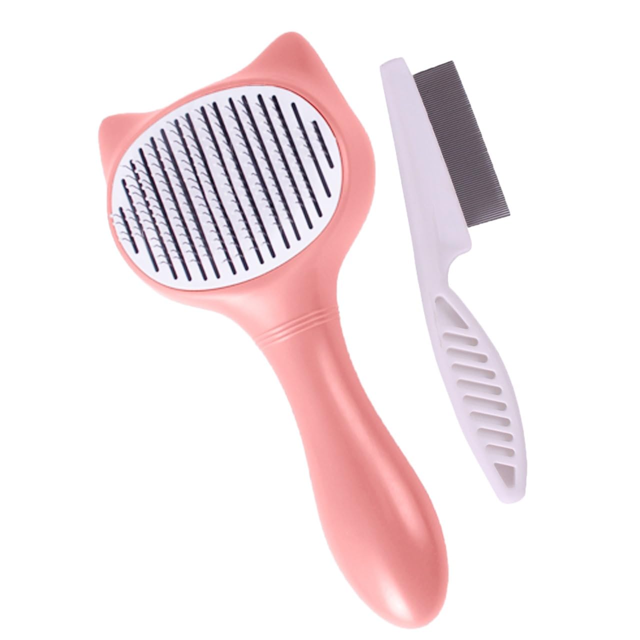 Cat Brush, Self Cleaning Dog & Cat Grooming Brush Dog Slicker Brushes with Smooth handle & Cat Hair Comb - Pet Grooming Tool with Cleaning Button for Shedding, Tangles & Dirt, Long/Short Hairs (Pink)