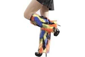 Lifenanny Women's Fuzzy Leg Warmers Winter Furry Faux Fur Heels Long Boots Shoes Cuff Covers for Holiday Costume Party
