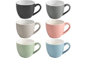 homEdge Procelain Espresso Cup, 3 Ounces / 90 ml Demitasse for Espresso, Tea- Set of 6, Multicolor