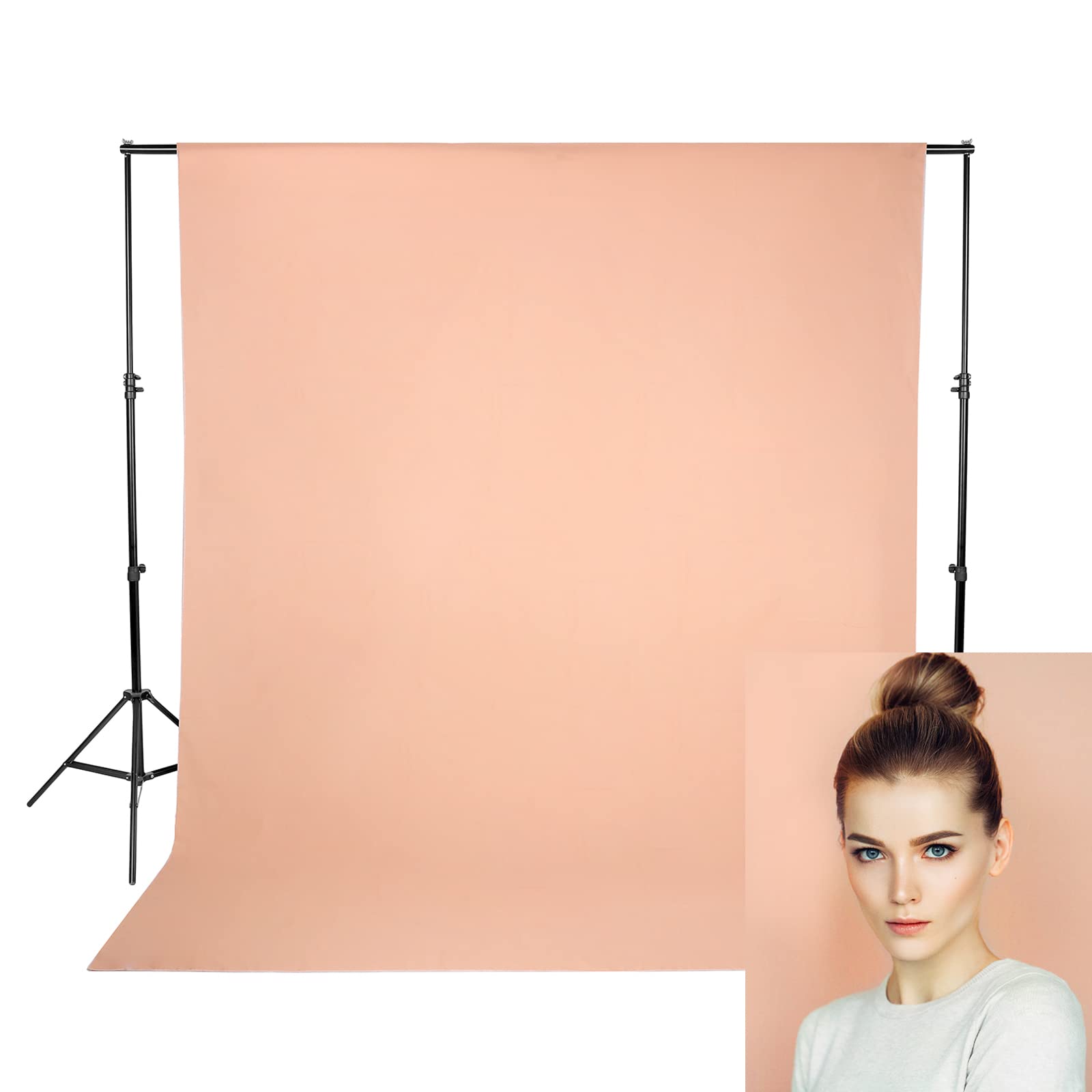 Photo 1 of VARIPOWDER 8x6.5ft Photo Backdrops, Photo Studio Polyester Backdrop for Solid Beige Background Warm Peach Hue