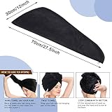 KinHwa Microfibre Hair Towels Wrap 2 Pack 30x70cm Black Large Dry Hair Turban view 5