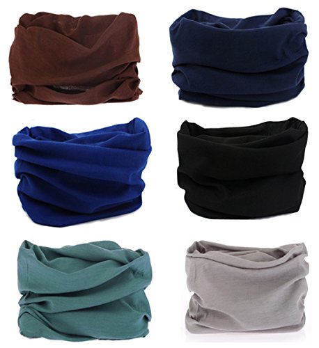 Kingree 6PCS Outdoor Headscarves for ATV/UTV riding, Seamless Bandanas Tube, High Elastic Headband with UV Resistance, Womens and Mens Headband Headwear Headwrap (6 Solid Color (O))