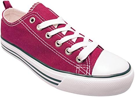Women's Low Top Classic Canvas Fashion Sneaker Basketball Tennis Athletic Shoes (7, Maroon)