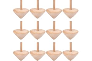 Totority Wooden Spinning Top Toys Set 12Pcs - DIY Spinner Toy for Baby Spinning Tops for Kids Eco-Friendly Material Handcraft