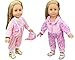 HappyBB 2 PCS Baby Doll Clothes Fits 16 inches American Girl Doll - Pink Printed Romper & Pink Stripes Romper with Hat