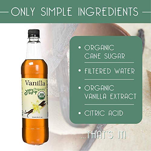 Joe's Syrup Organic Flavored Syrup, Organic Vanilla, 750 ml