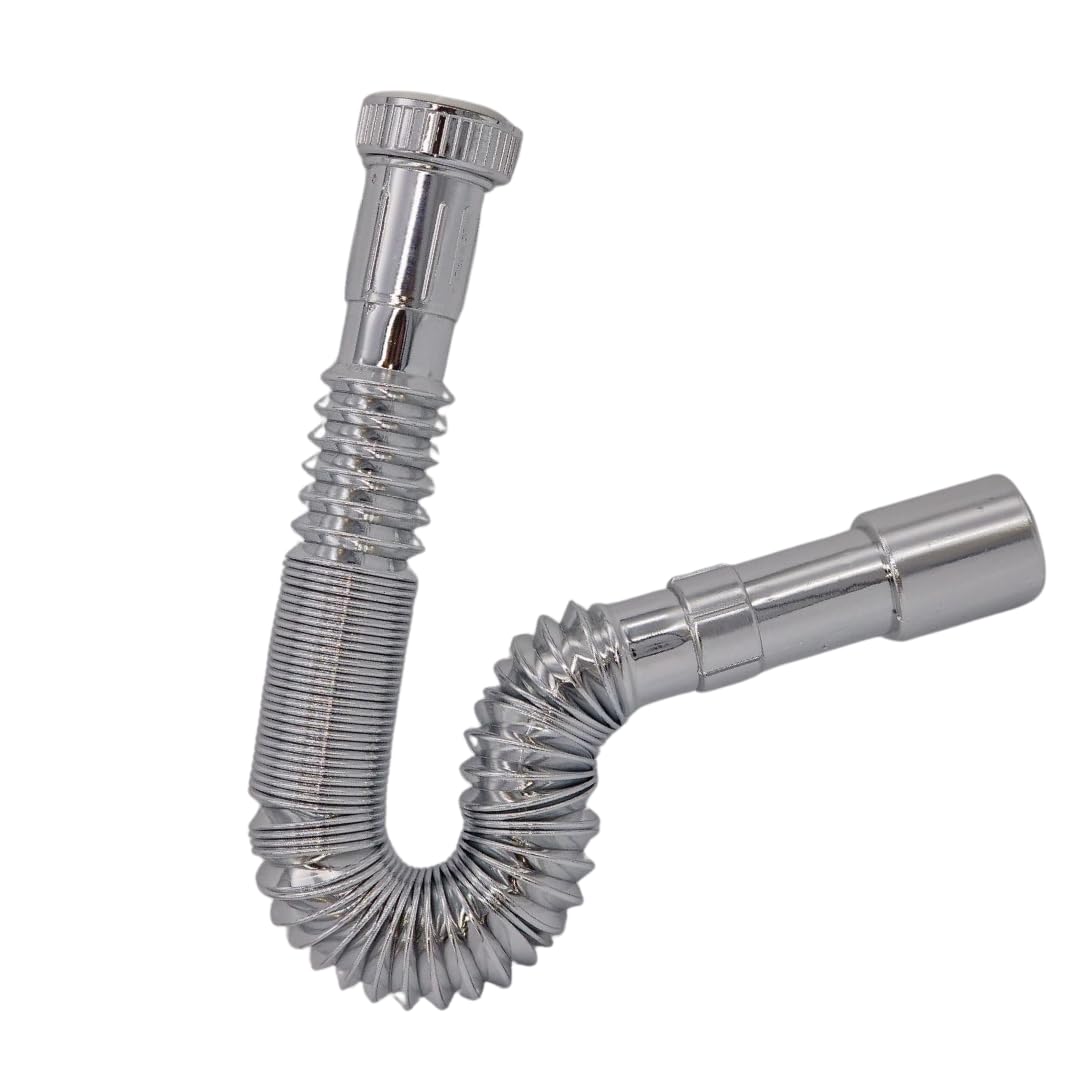 Schläfer 439309 | Universal Flexible Siphon for Washbasin and Sink G 1 1/4" with Drain from diam 32 to 40 mm and Extendable S-Shaped Drain Hose Extendable Extendable from 360-800 mm