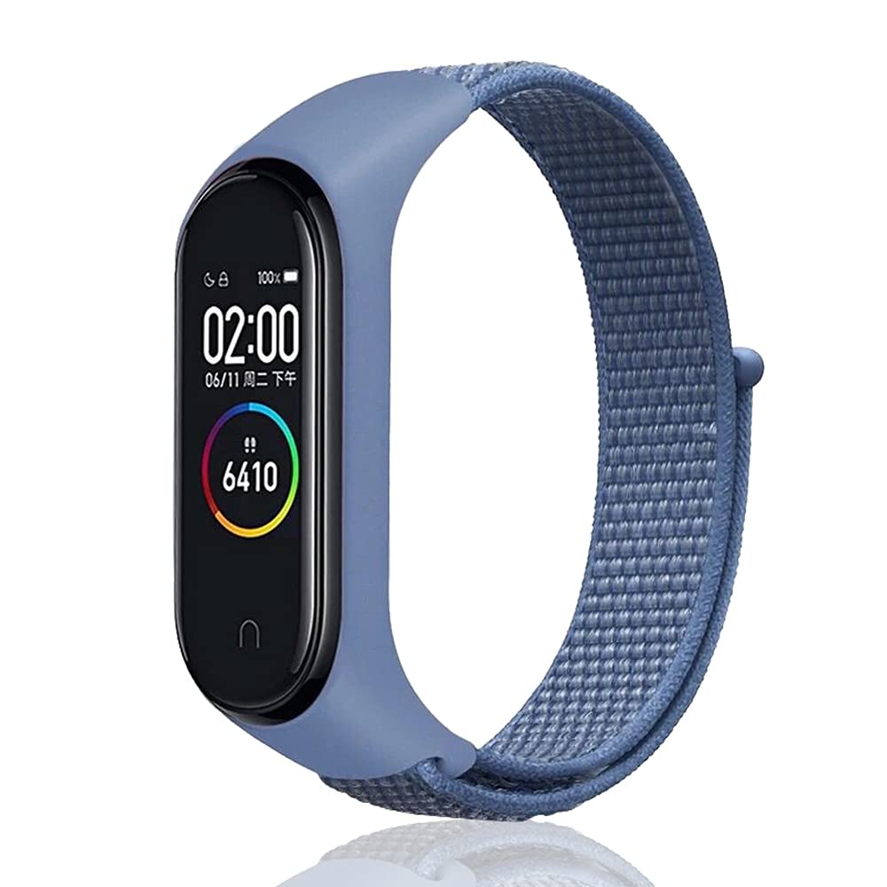 Niboow Strap Compatible with Xiaomi Mi Band 6/Mi Band 5/Mi Band 4/Mi Band 3/Amazfit Band 5, Nylon Soft Watch Band for Xiaomi Mi Band 6/Mi Band 5/Mi Band 4/Mi Band 3/Amazfit Band 5- Blue — image 1
