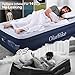 OlarHike Twin Air Built-in Pump, Puncture Proof Blow up Inflatable Mattress with Comfort Flocked, Raised 18'' High Airbed for Guests Camping Travel, 78x40x18inches, Ocean Blue