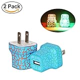 Wall Charger(2 Pack), YiwerDer Glow in the Dark Universal USB Travel Home 1.0 AMP Power Adapter Plug for iPhone 7/7 plus 6/6 plus 5S Samsung Galaxy S7 S6 S5 (Green and Orange Light)
