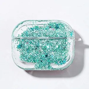 Galaxy Wireless Glitter Waterfall Case for AirPods Pro Protective Shockproof Portable Cover Compatible for Apple AirPods Pro Charging Case - Teal