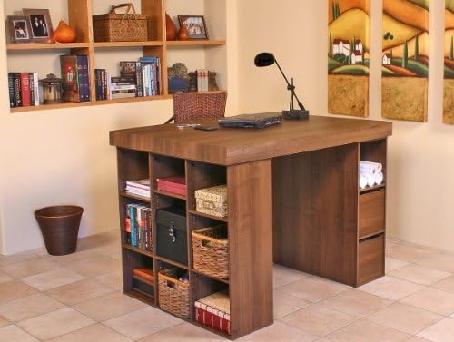 Venture Horizon Project Center Desk with Bookcase and 3 Bin Cabinet-White