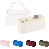 Women's Purse Organizer Insert - Satin & Lightweight Fabric with Inside Pockets, Portable for Commute, Travel, Shopping, and Evening, Multicolor Options, Fits for Kelly Mini II(Craie, Mini II)
