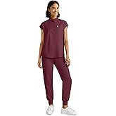 Eadflie Scrubs for Women Set - Stretch Medical Uniform Scrubs - Slim Fit Top & Cargo Pant Scrubs Set with 11 Pockets Workwear