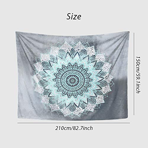 Tapestry Wall Hanging, MDShun Teal Mandala Wall Tapestries Indian Hippie Bohemian Tapestry Wall Mural Home Décor for Bedroom Living Room Decorations 82.7x59.1 Inches