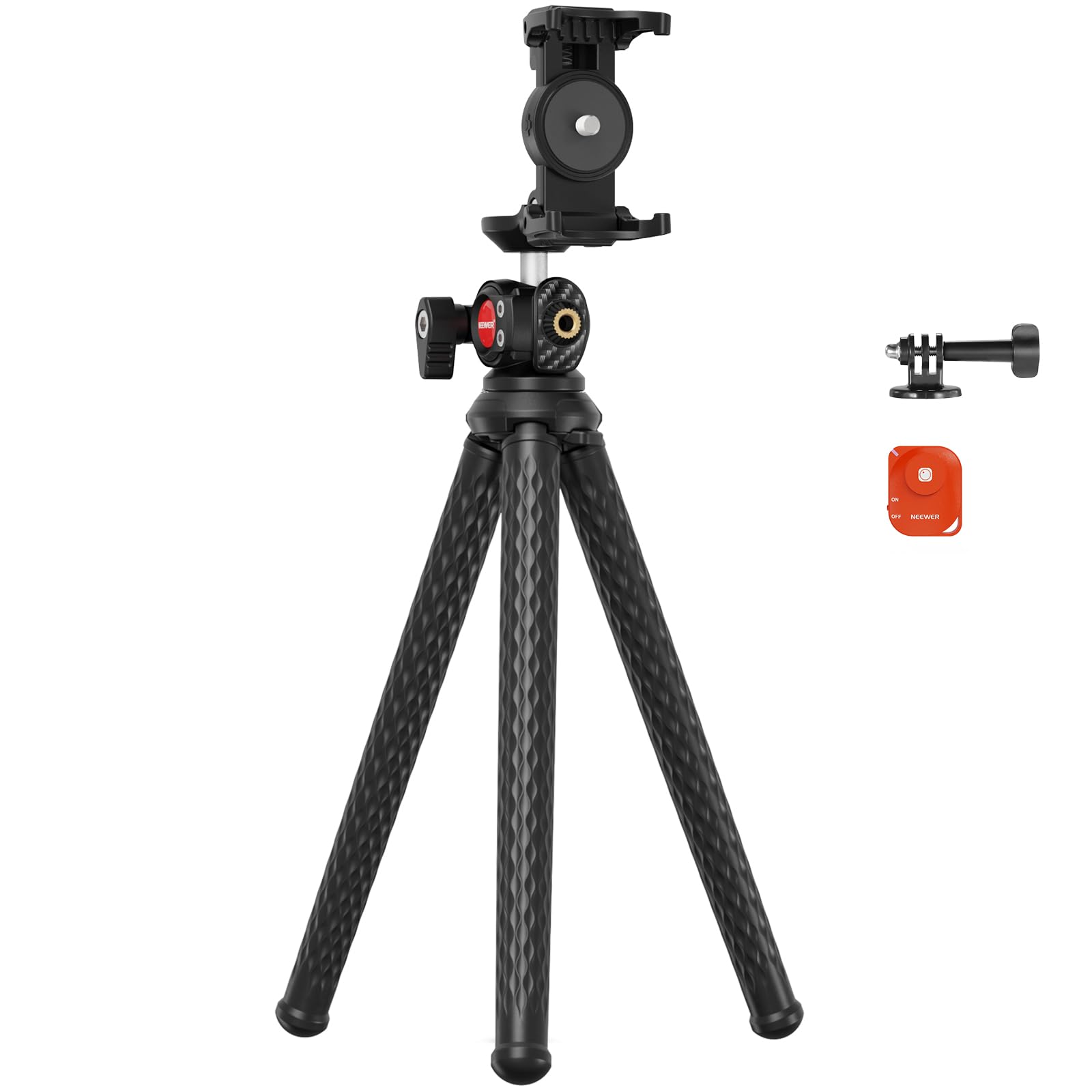 NEEWER Flexible Tripod With Remote, Mini Phone Tripod Stand Vlog Selfie Stick With Phone Holder & Action Camera Adapter Compatible With GoPro Insta360 iPhone Samsung, Stabilizer, Digital Camera, TP34