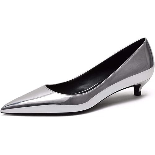 Eldof Women's Low Heel Pumps Pointed Toe Kitten Heels Slip on Comfort Pumps 1.4 Inches for Dress Party Office