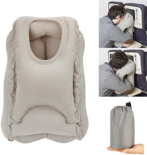 Victing Inflatable Travel Pillow, Ergonomic and Portable Head Neck Rest Pillow,Patented Design for Airplanes, Cars, Buses, Trains, Office Napping, Camping