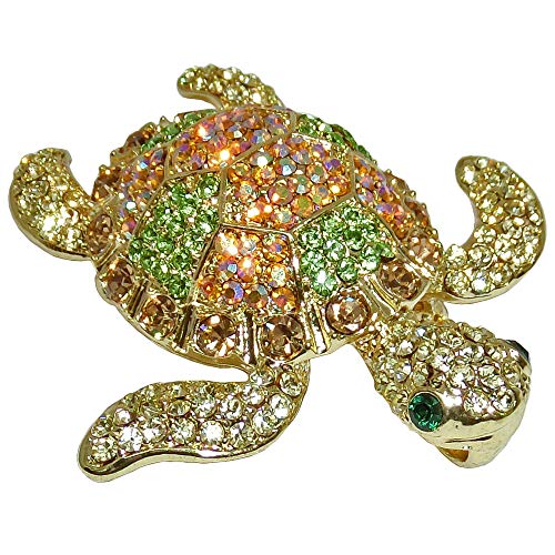 RUCINNI Golden Sea Turtle Brooch/Pendant, 20K Gold Plated and Preciosa Czech Crystals (30126/GTZ)