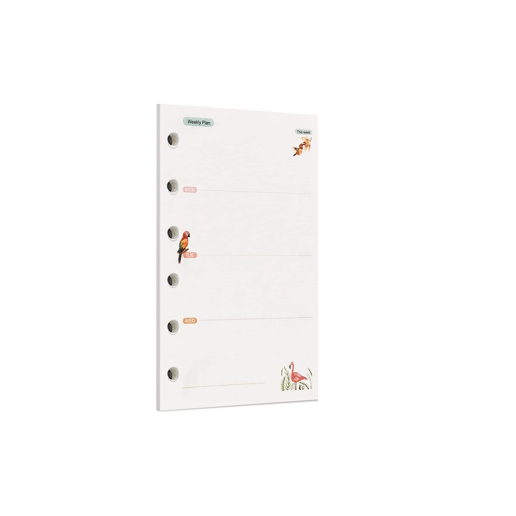 Zelten 45 Sheets 90 Pages Colorful Loose Leaf Punched Paper Refills Paper for 6 Hole Binder Personal Organizer Diary Notebook Refillable Planner (A7, Rainforest Weekly Planner)