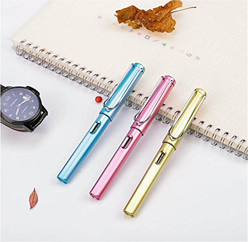 RIANCY Refill Fountain Pen with 3 Ink and 5 Nibs Cartridges Fine Nib Pen Luxury Color Plastic Body Fountain Pen for Writing Fine Signature Pen School Office Supplie Caneta Stationery (Black)