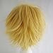 Alacos Unisex Cosplay Show Short Straight Hair Wig Women Men Cartoon Anime Con Party Dress Full Wigs Golden Wig+ Free Wig Cap