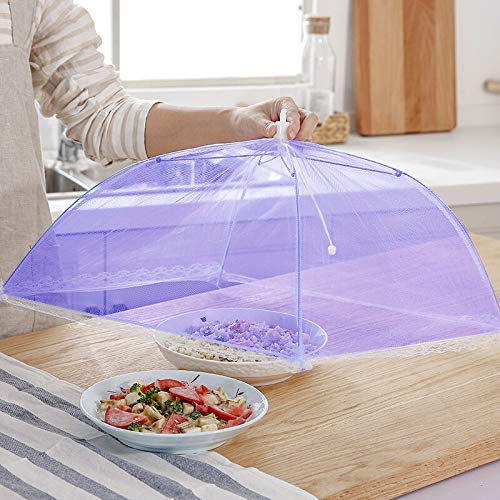 Pop-Up Mesh Screen Food Cover Tent Umbrella, SPANLA 8 Pack Colored Food Cover Net for Outdoors, Screen Tents, Parties Picnics, BBQs, Reusable and Collapsible Reusable and Collapsible,17 Inches - Thumbnail 7