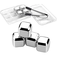 Cyimi Whiskey Ice Cubes 8 PCS Reusable Stainless Steel Whiskey Chilling Stones for Wine, Beverage and Beer, with…
