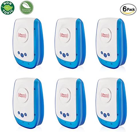 Ultrasonic Pest Repeller,Pack of 6 Pest Control Ultrasonic for Home Use - Electronic Plug In Repellent for Ants, Bugs, Mosquitoes, Roaches, Spiders, Mice, Rats