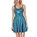 AISKLY Womens Mermaid Dress Plus Sleeveless Shiny Short Tank Pleated Party Print Skater Dresses