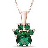 Jewel Zone US Heart &Round Cut Dog Paw Pendant in 14K Rose Gold Over Sterling Silver