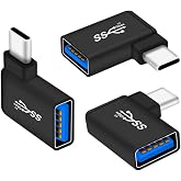 USB C to USB 3.0 Adapter 90 Degree (3 Pack), USB-A 3.0 Female to USB-C 3.1 Male Right Angle OTG Adapter Compatible with MacBook Pro, iPhone 17/16/15, iPad, Samsung Galaxy, Type-C Phones, Laptops