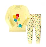 Girl's Pajamas,2 Piece Long Sleeve Cotton Sleepwear for Kids Size 2T-7T