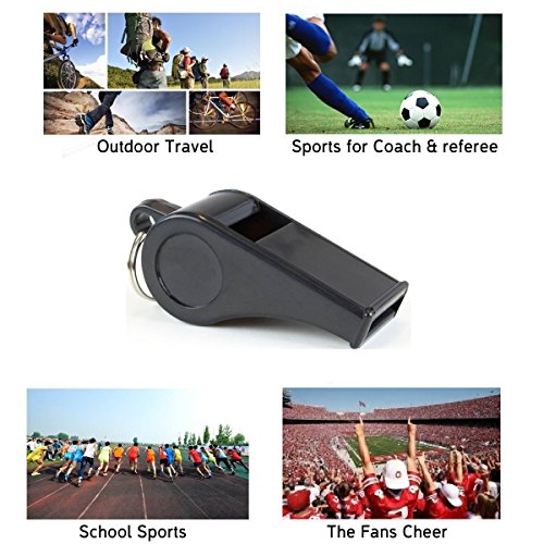 Giveet 2 Pieces Black Whistle with Lanyards, Durable Plastic Whistle for Indoor Outside Party Sports - Thumbnail 4