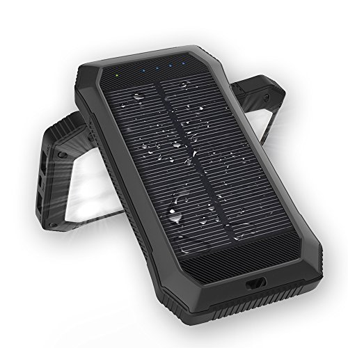 Solar Charger, Beartwo Solar Power Bank 10000mAh with 52 LED Lights, Portable Battery Pack Outdoor Cell Phone Battery Charger with Dual USB Ports(1A+2A) for iPhone, iPad, Samsung , Emergency Camping