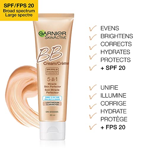 Garnier SkinActive BB Cream OilFree Face Moisturizer, Light/Medium, 2