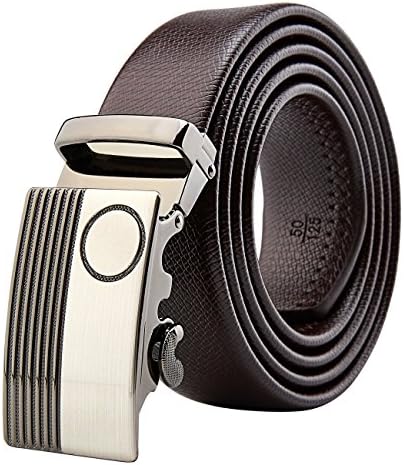 Men's Leather Dress Ratchet Belt With Automatic Slide Buckle ( Brown,Black) (S26-brown)