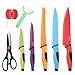 Thiroom 8-Piece Professional colorful Chef Knife Set Stainless Steel and a Non-Stick Coating with Comfort Grip Handles - Including 5 Cooking Knives, Kitchen Shears and a Vegetable Peeler
