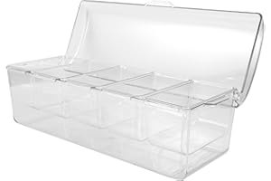 RUNROTOO Large Capacity Plastic Salad Bar Container with 5 Compartments and Lid for Outdoor Activities