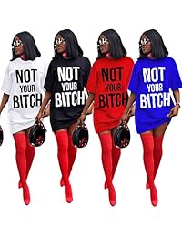 Minivestido de manga corta informal con estampado de letras de manga corta para mujer de DINGANG