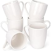xihihiaa 6 Pack Ceramic Coffee Mugs Set, 12 OZ Porcelain Coffee Cups with Handle, Hot Tea, Americano, Mocha, Milk, Latte, Snow, Dishwasher and Microwave Safe, Set of 6 White