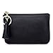 Aladin Wide Coin Change Purse Wallet with Key Ring & Leather Tassels Zip Tab Black