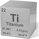 Titanium 1" Metal Density Cube - 99.6% Pure Element for Chemistry - Periodic Table Design Educational Scientific Elemental Specimen