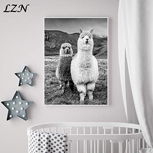 Hechuyue Cartel Nordico De Alpaca Arte Animal Print Lienzo Pintura