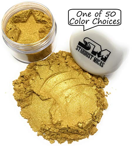Stardust Micas Pigment Powder Cosmetic Grade Colorant for Makeup, Soap Making, Epoxy Resin, DIY Crafting Projects, Bright True Colors Stable Mica Batch Consistency Queens Gold
