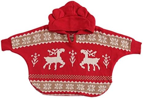 TRENDINAO Newborn Baby Boys Girls Christmas Deer Knitted Hooded Coat Outwear Clothes Jacket
