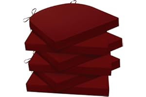 Wellsin Outdoor Chair Cushions for Patio Furniture - Patio Chair Cushions Set of 6 - Waterproof Round Corner Outdoor Seat Cushions 17"X16"X2", Burgundy