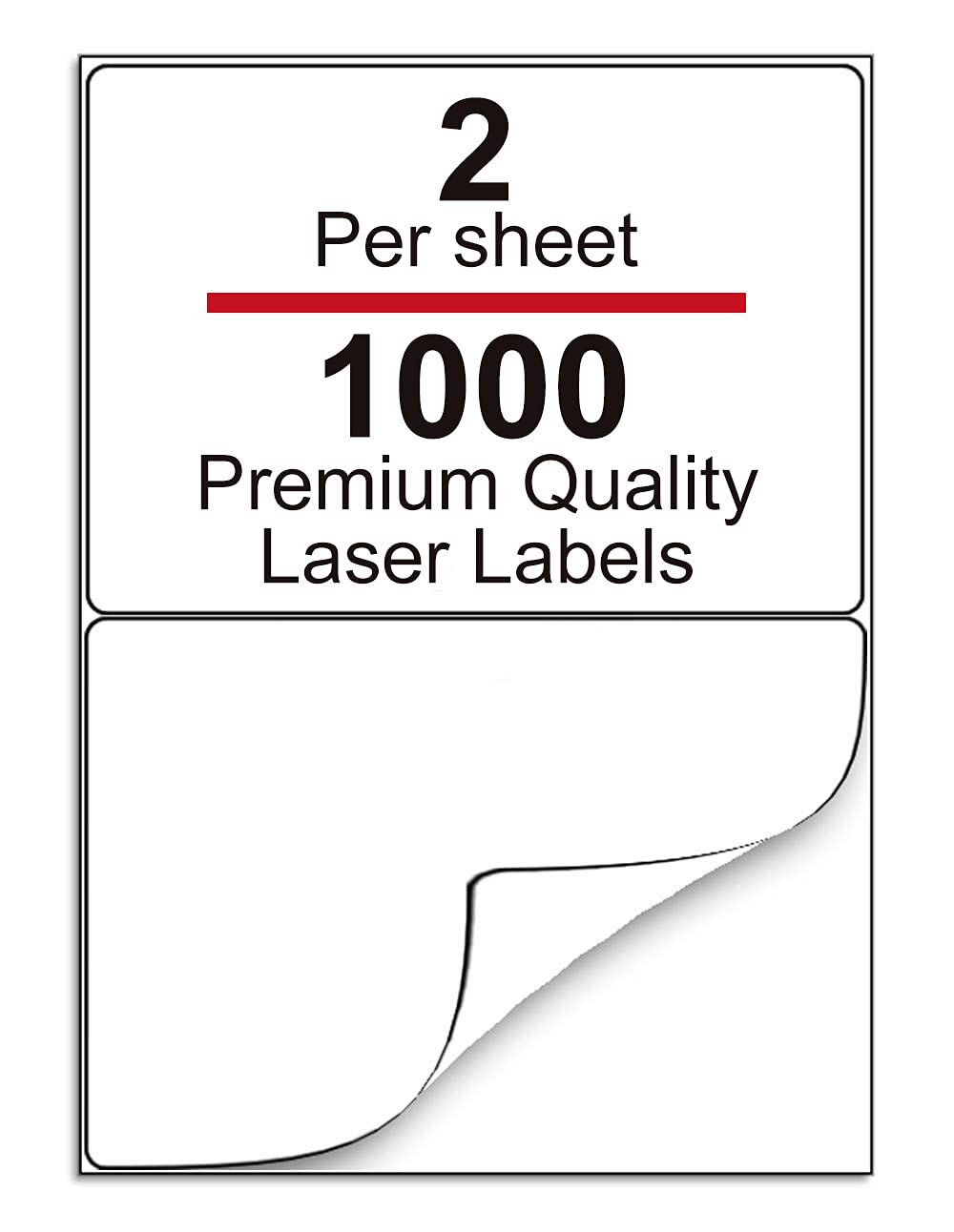 A4 White Sticker Paper, 2 Labels per Sheet, 500 Sheets - 1000 Labels Total, 210x148mm - Inkjet & Laser Printer Compatible