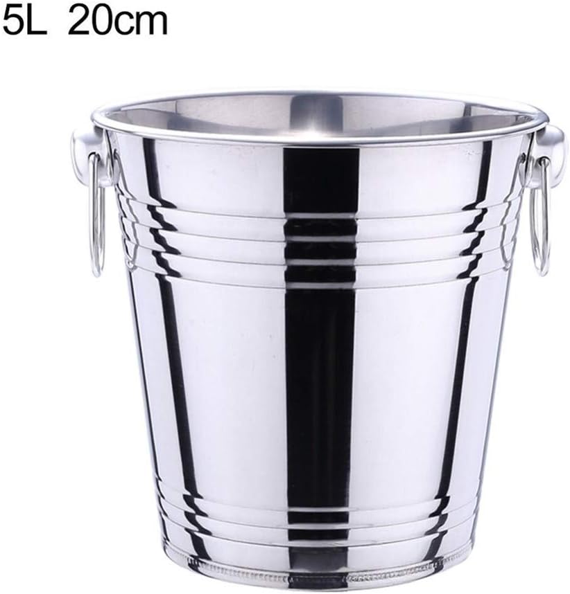 RJJX Home 3L 5L Stainless Steel Bar Ice Bucket Two Handles Champagne