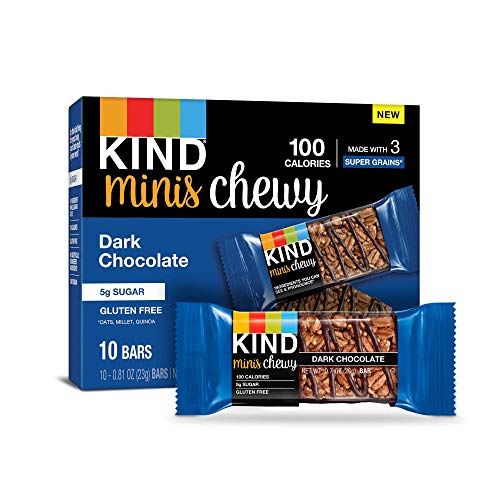 KIND Bar Minis, Chewy Bar, Dark Chocolate, Gluten Free, 100 Calories, Low Sugar, 80 Count